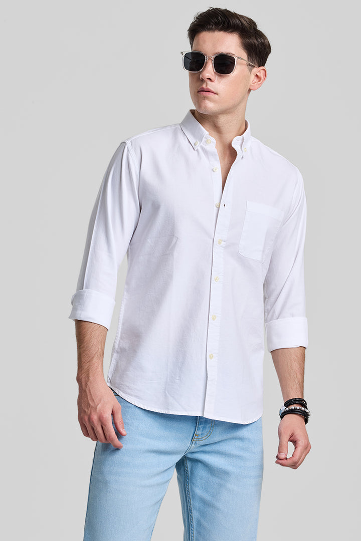 White Solid Oxford Shirt