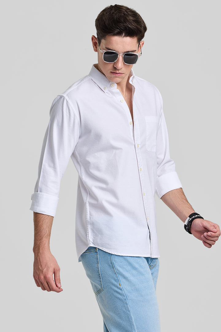 White Solid Oxford Shirt