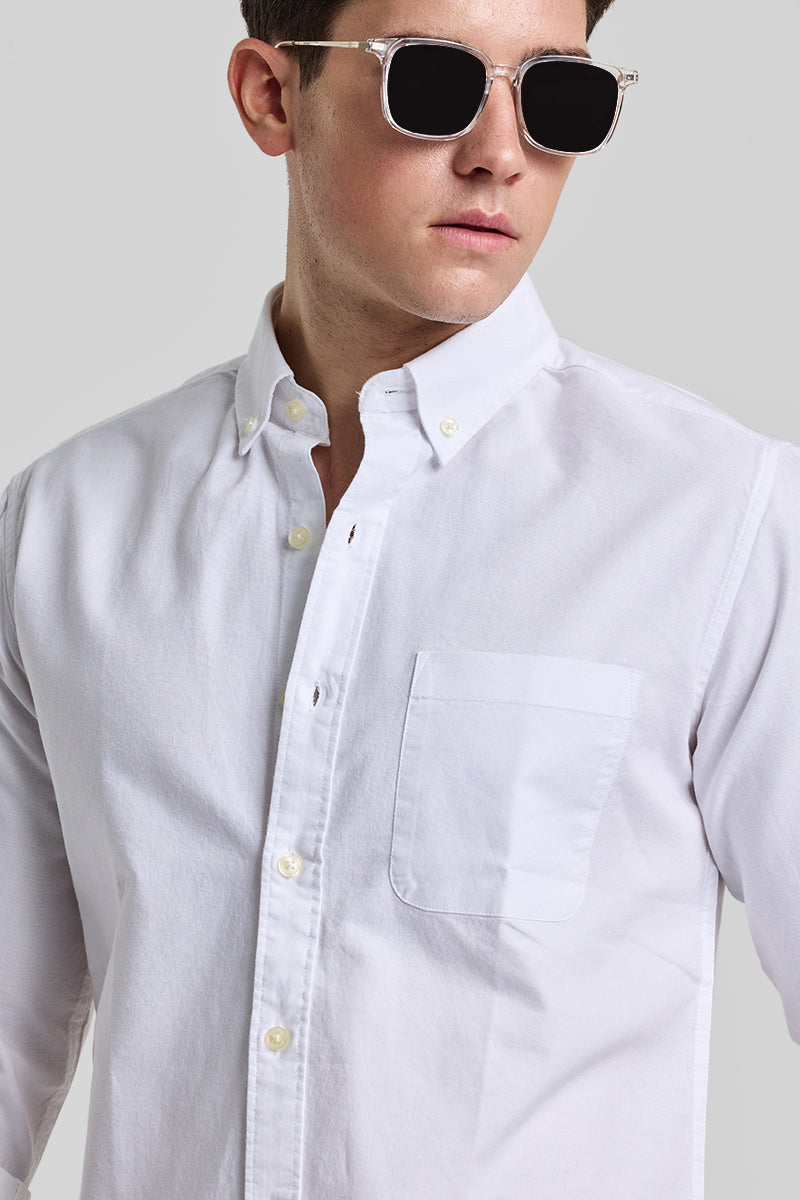 White Solid Oxford Shirt