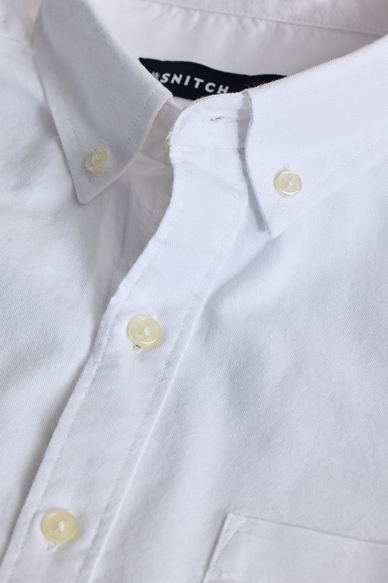 White Solid Oxford Shirt