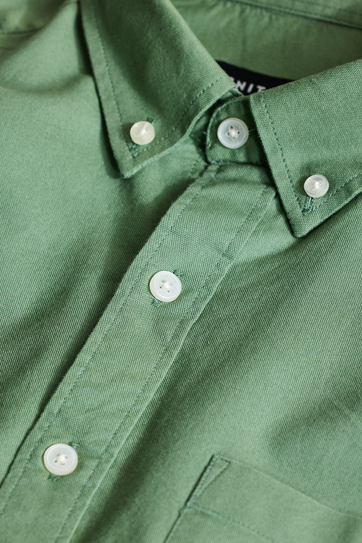 Green Solid Oxford Shirt