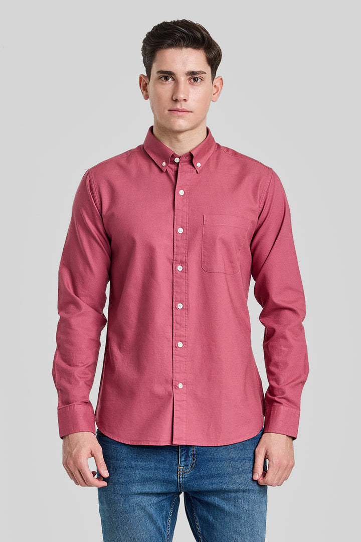 Pink Solid Oxford Shirt