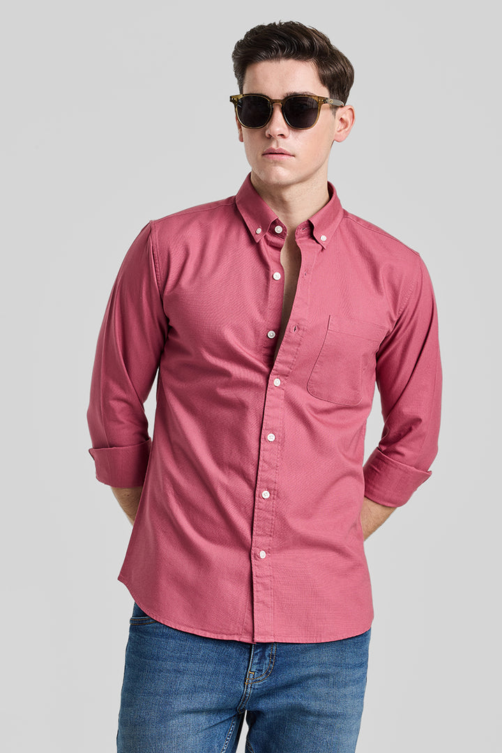 Pink Solid Oxford Shirt