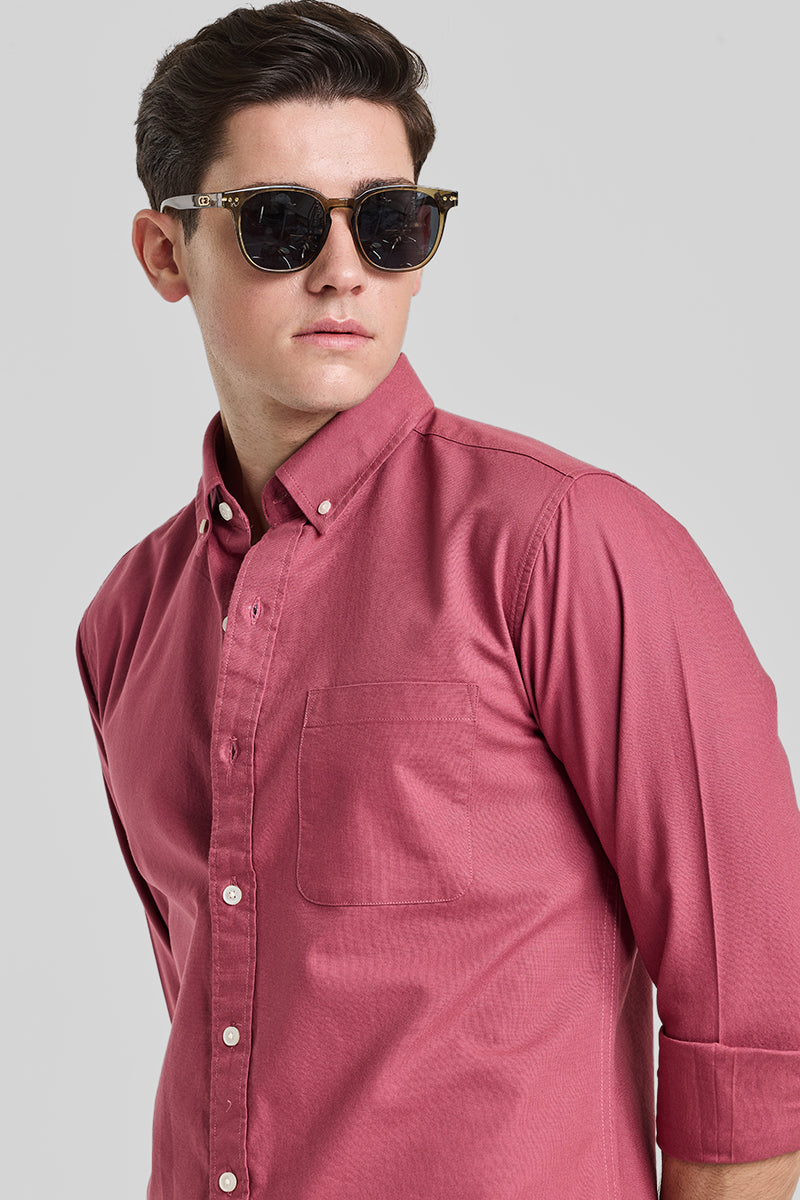 Pink Solid Oxford Shirt