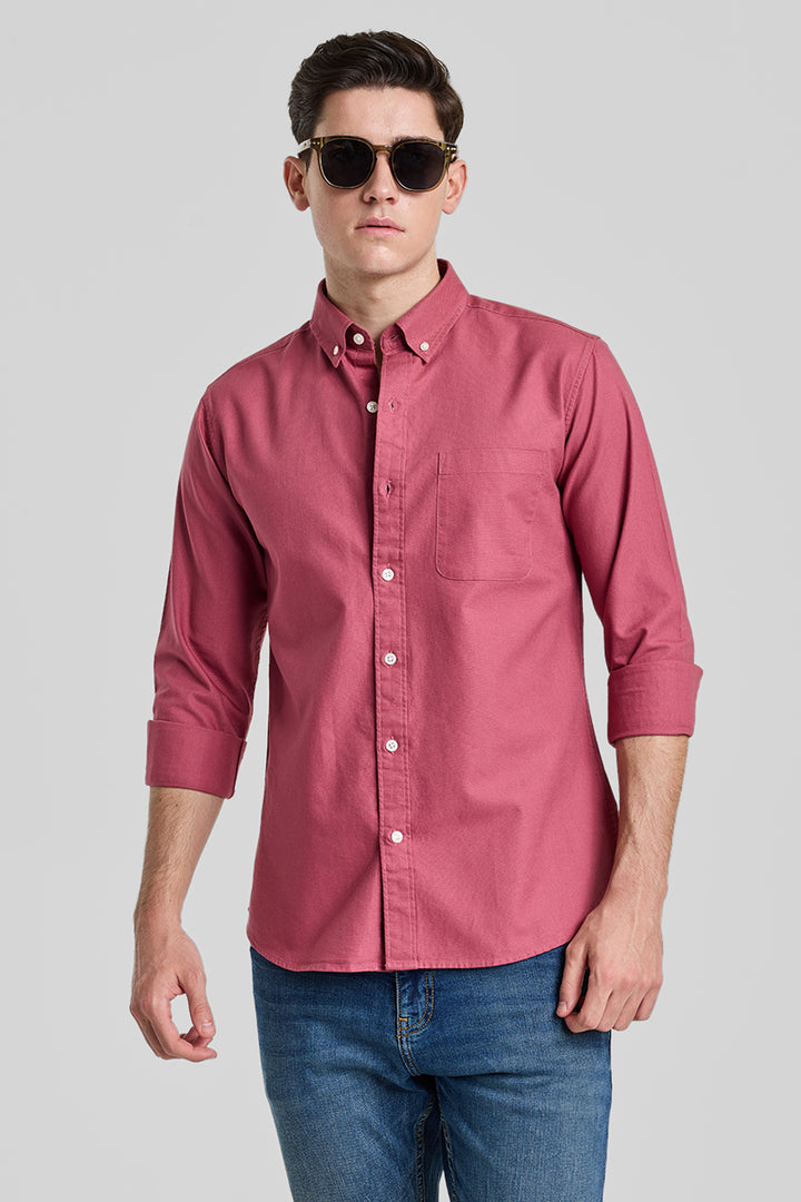 Pink Solid Oxford Shirt