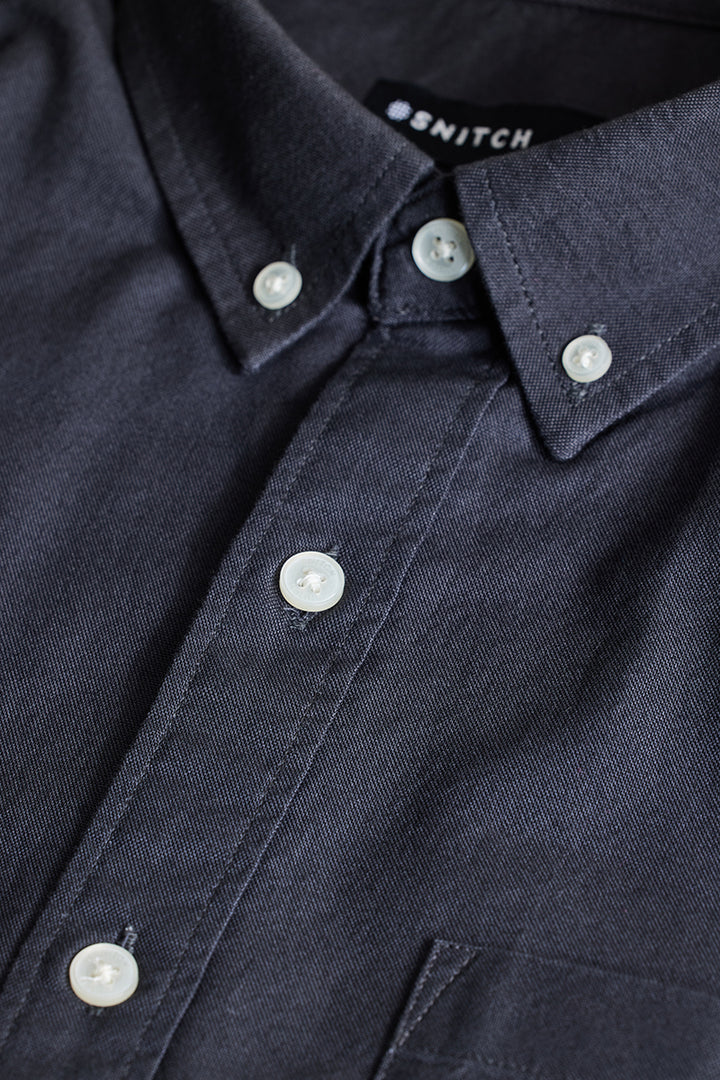 Charcoal Grey Solid Oxford Shirt