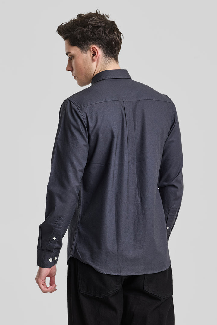 Charcoal Grey Solid Oxford Shirt