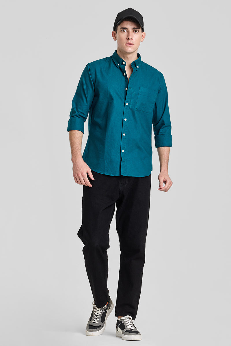 Teal Solid Oxford Shirt