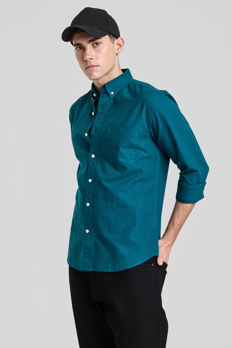 Teal Solid Oxford Shirt