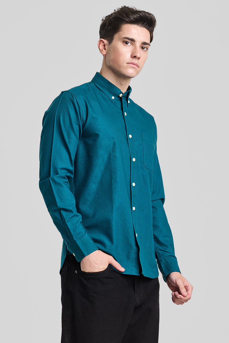 Teal Solid Oxford Shirt