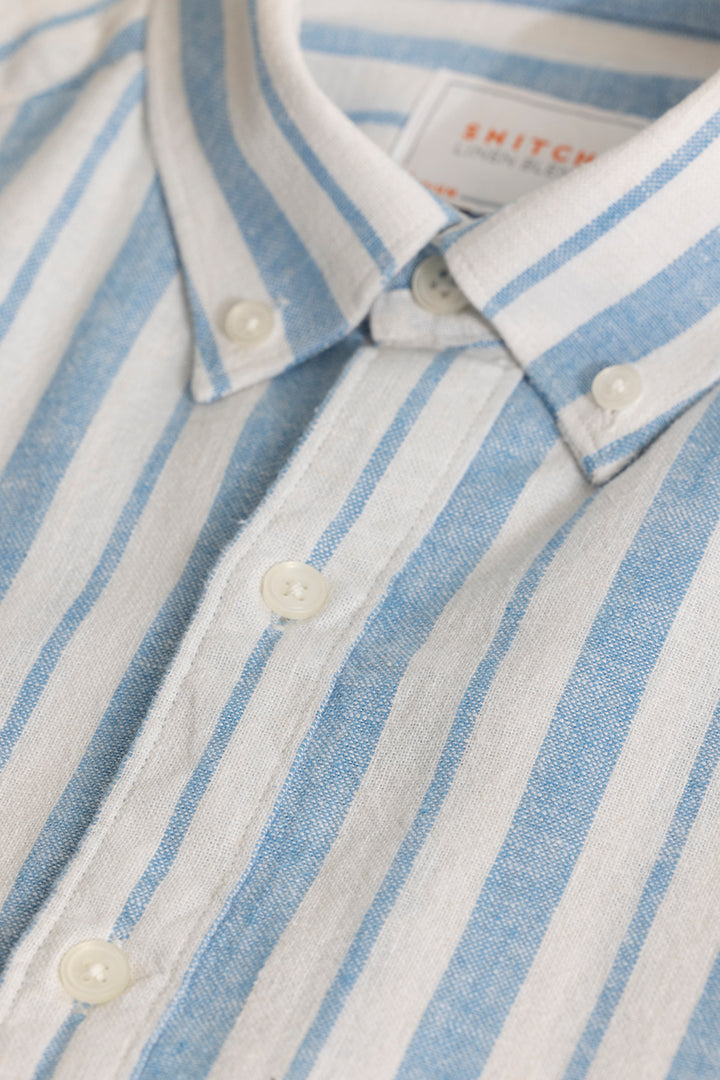 Blue Stripes Linen Blend Shirt