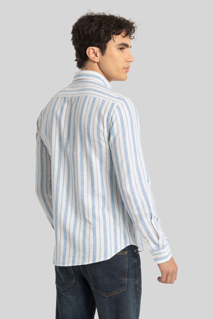 Blue Stripes Linen Blend Shirt