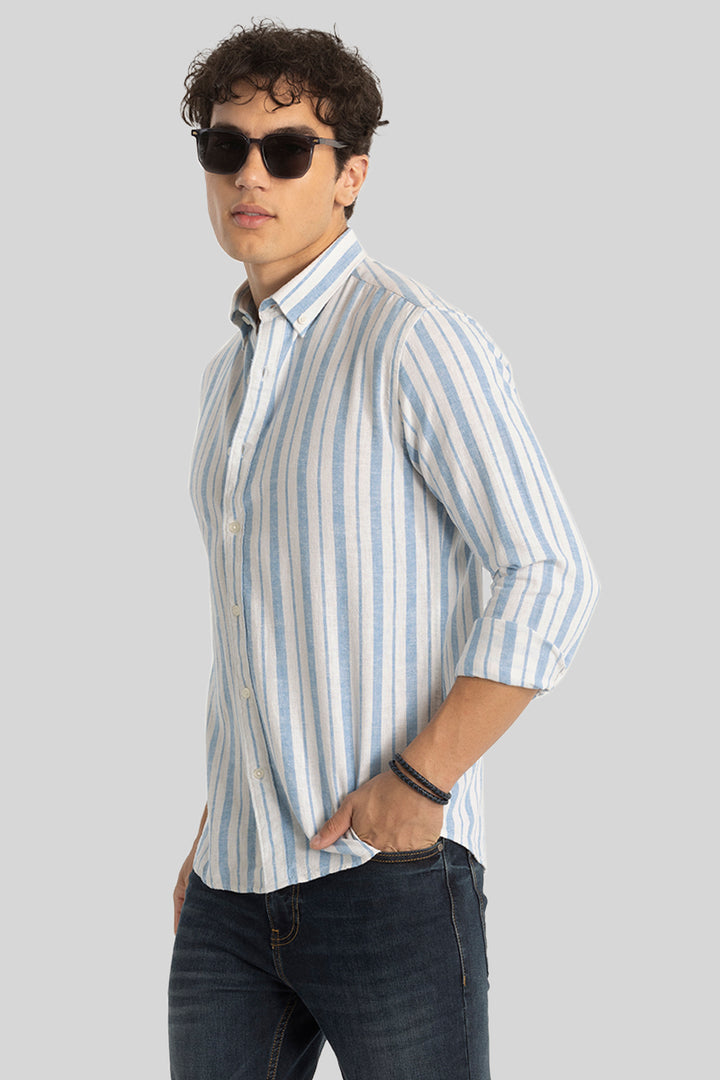 Blue Stripes Linen Blend Shirt