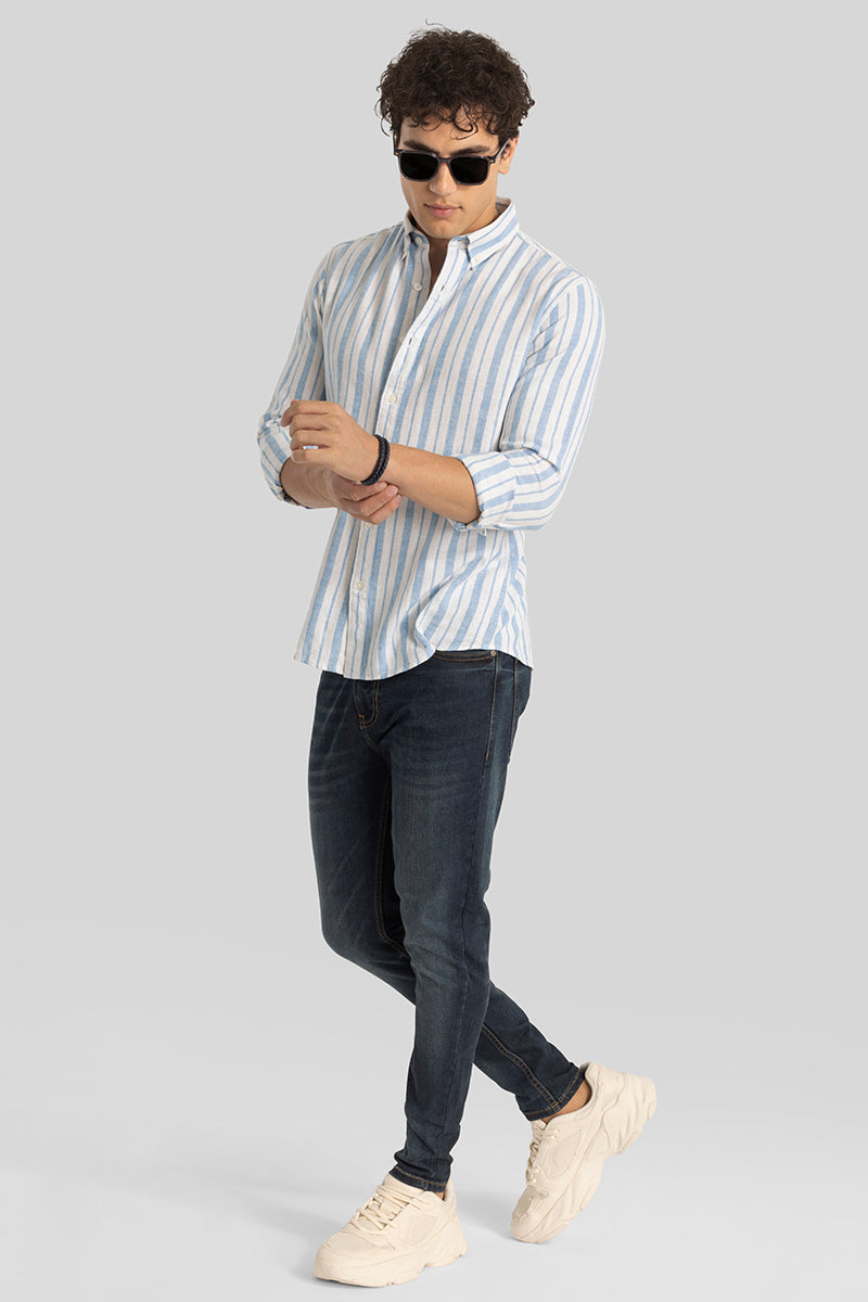 Blue Stripes Linen Blend Shirt