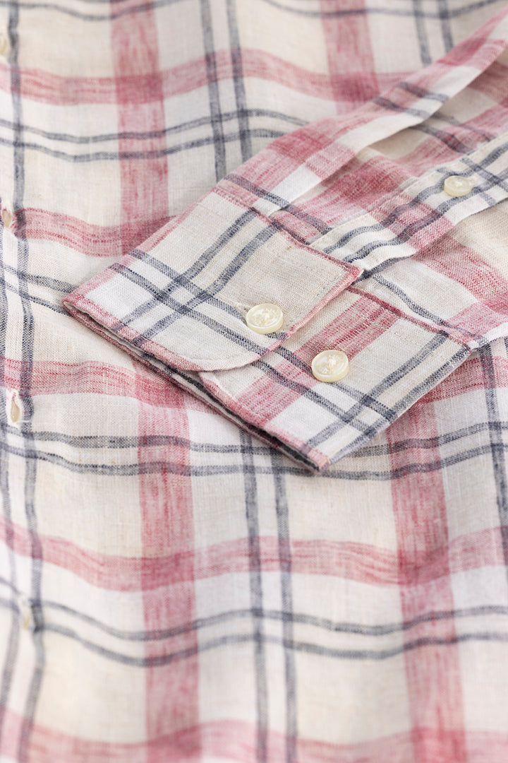 Pink Checks Linen Blend Shirt