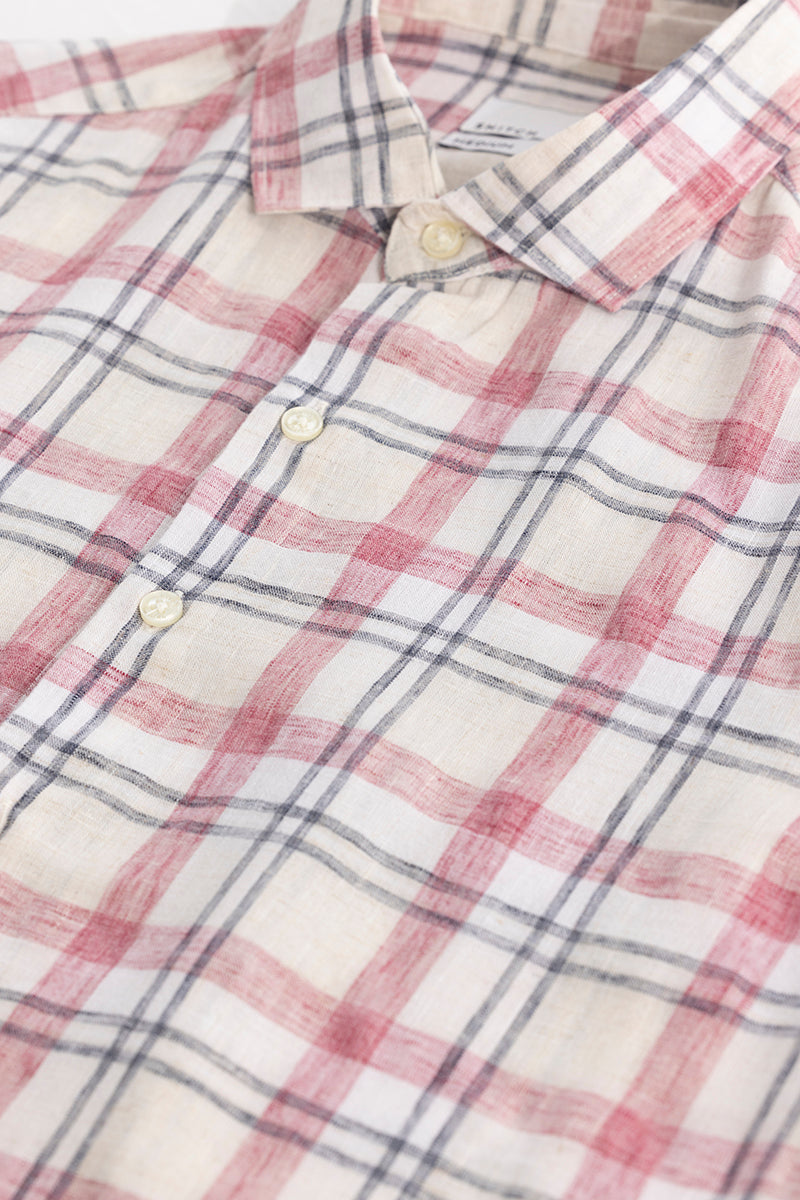 Pink Checks Linen Blend Shirt