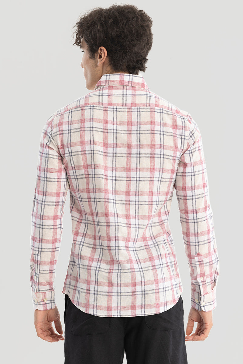 Pink Checks Linen Blend Shirt