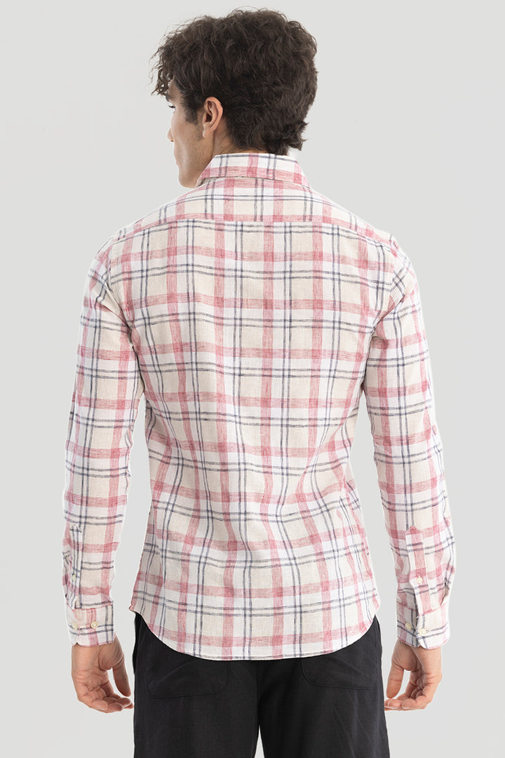 Pink Checks Linen Blend Shirt