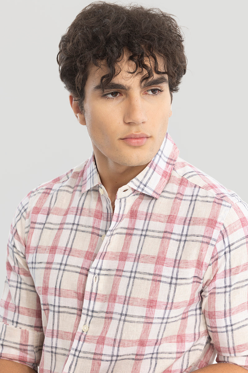 Pink Checks Linen Blend Shirt