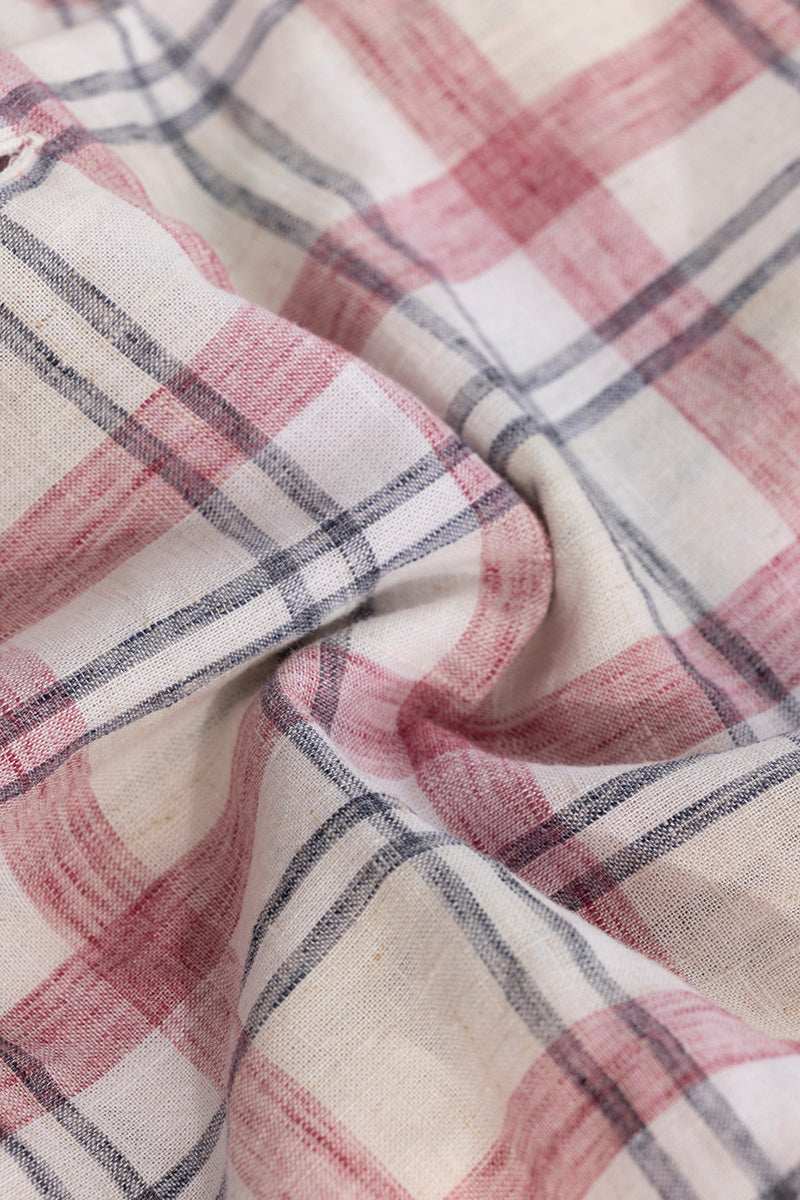 Pink Checks Linen Blend Shirt