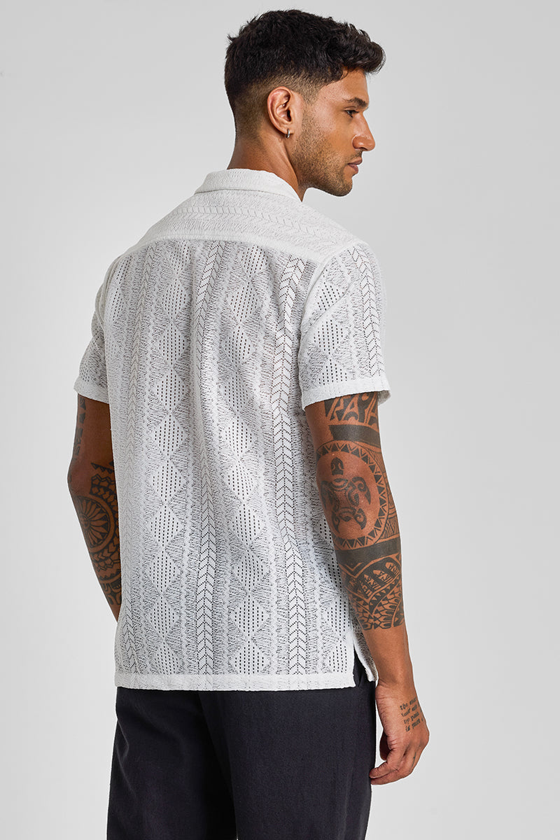 White Cuban Crochet Shirt