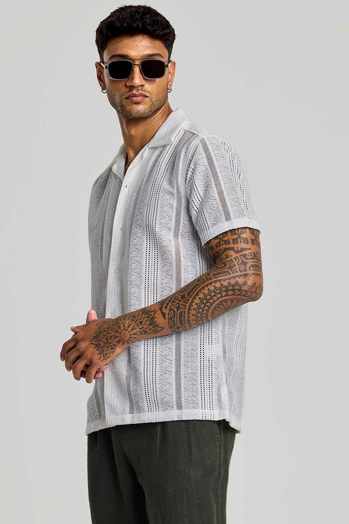 White Cuban Crochet Shirt