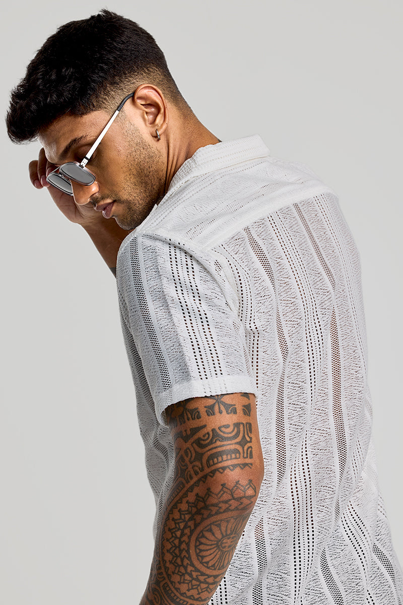 White Cuban Crochet Shirt