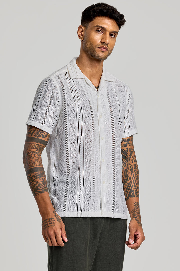 White Cuban Crochet Shirt