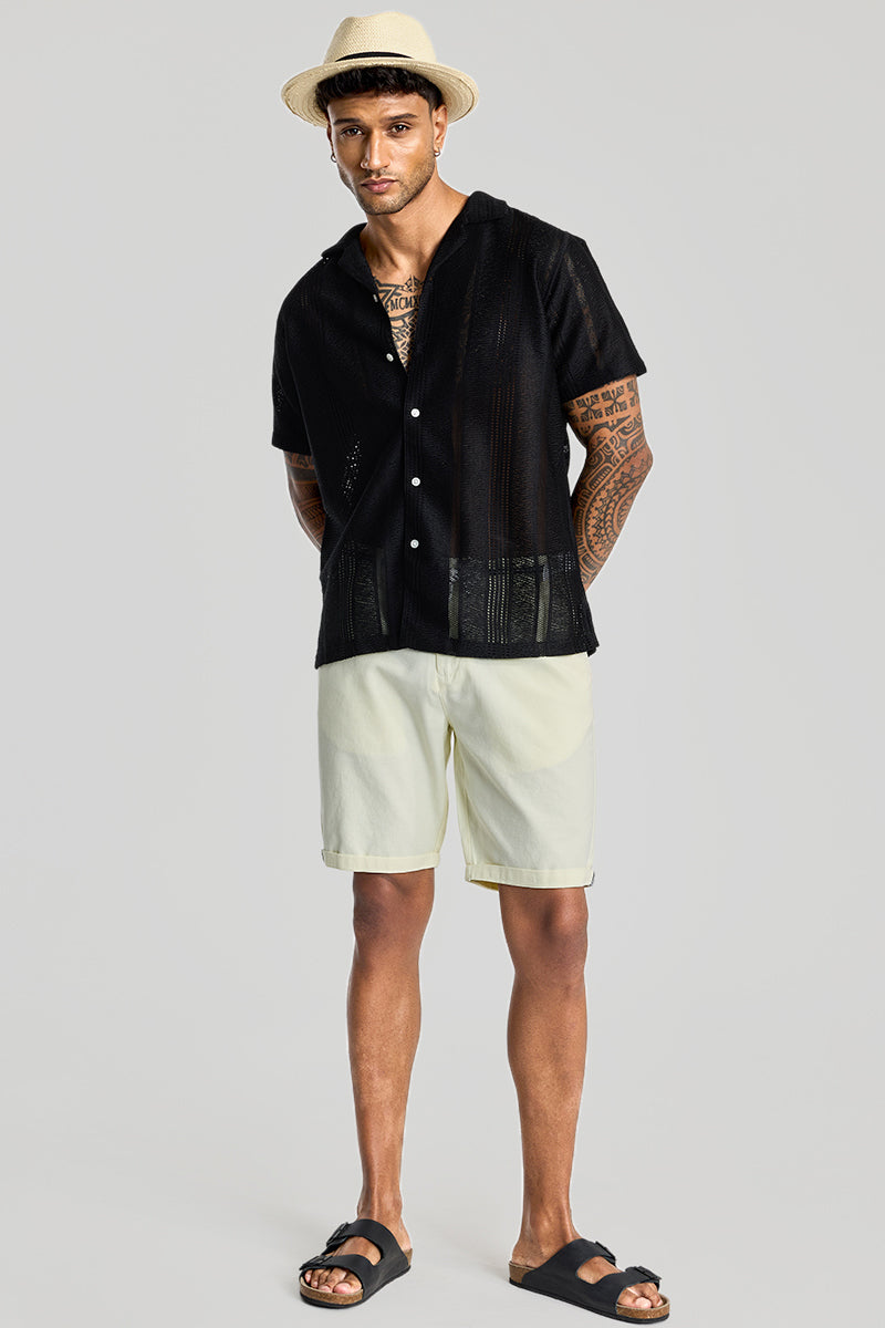 Black Cuban Crochet Shirt