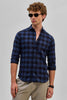 Dark Blue Checks Slim Fit Shirt