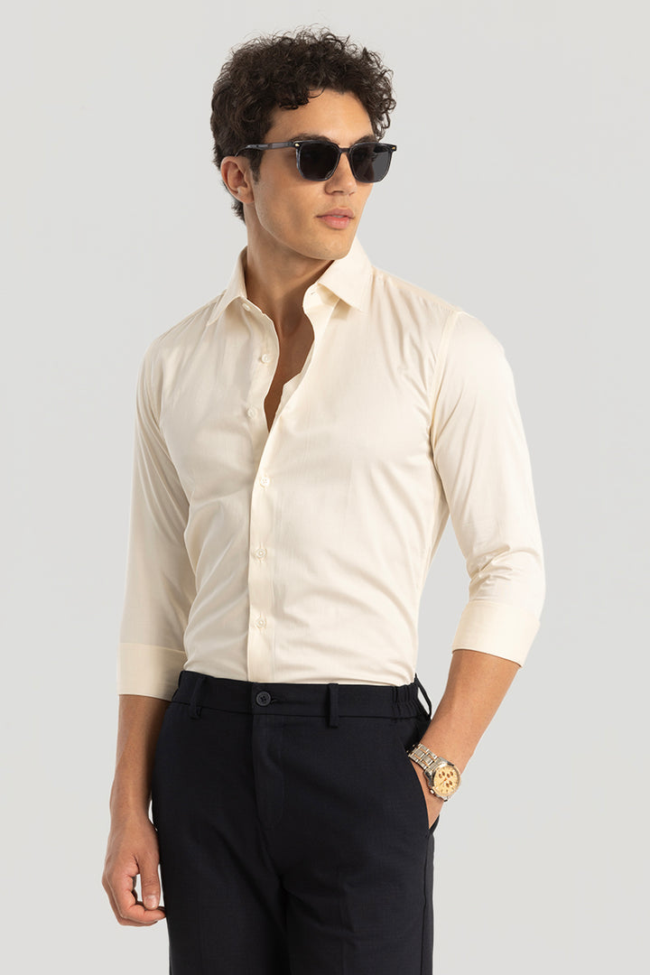 Cream Giza Cotton Shirt