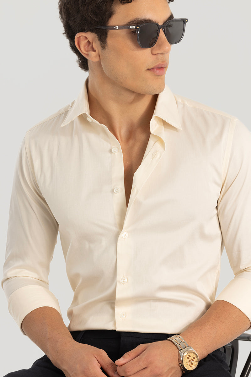 Cream Giza Cotton Shirt