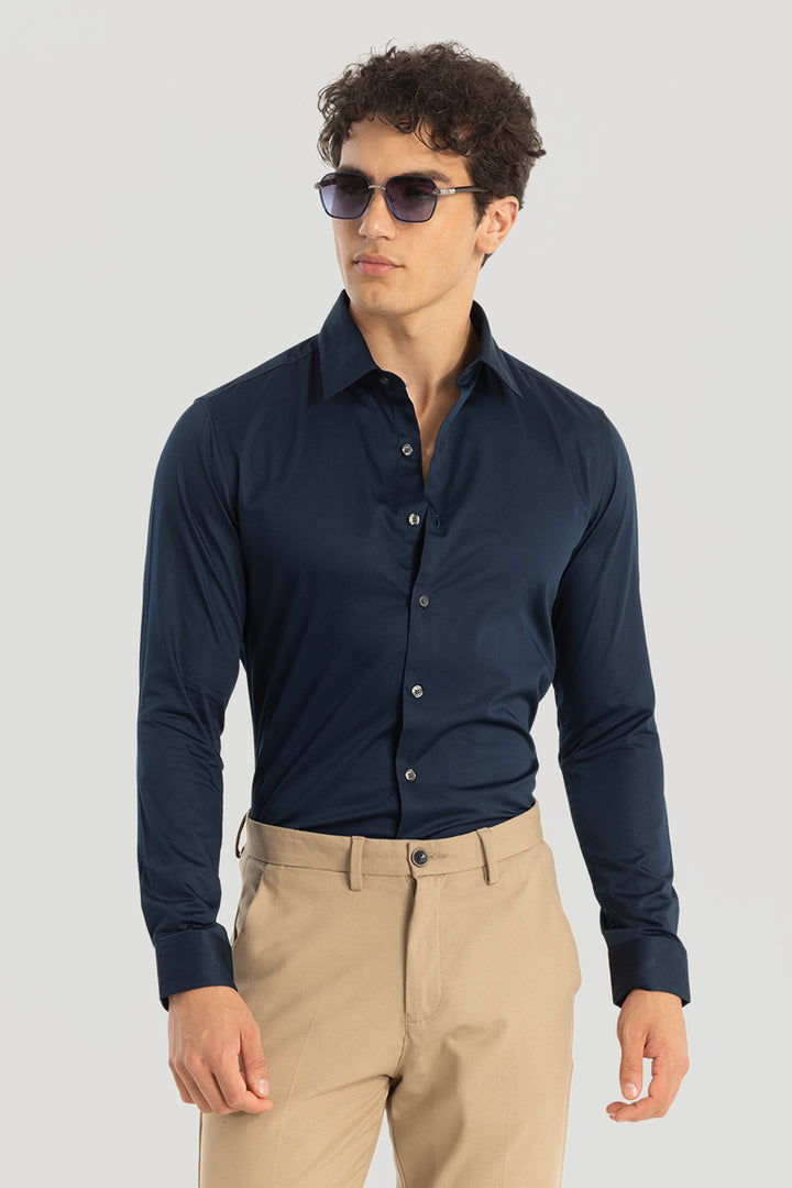 Navy Giza Cotton Shirt