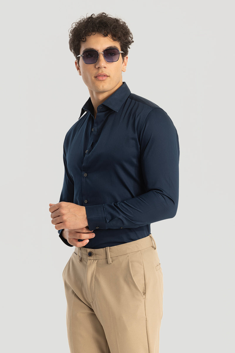 Navy Giza Cotton Shirt