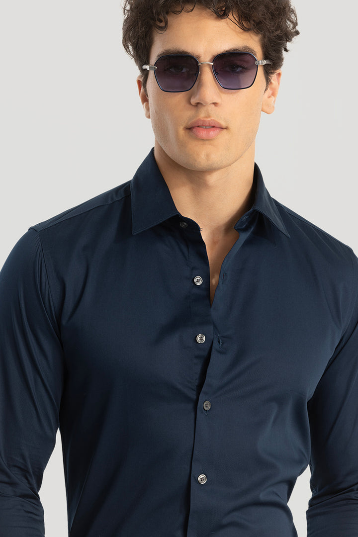 Navy Giza Cotton Shirt