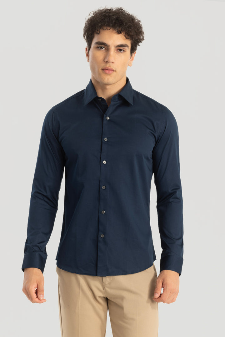 Navy Giza Cotton Shirt