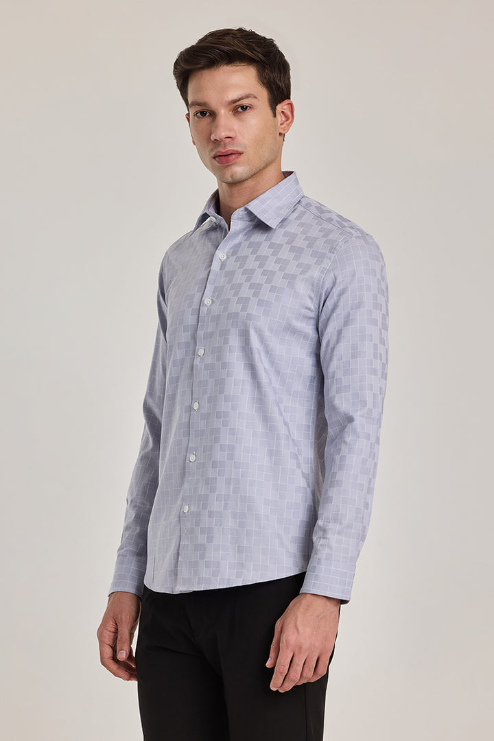 Light Grey Self Checks Shirt