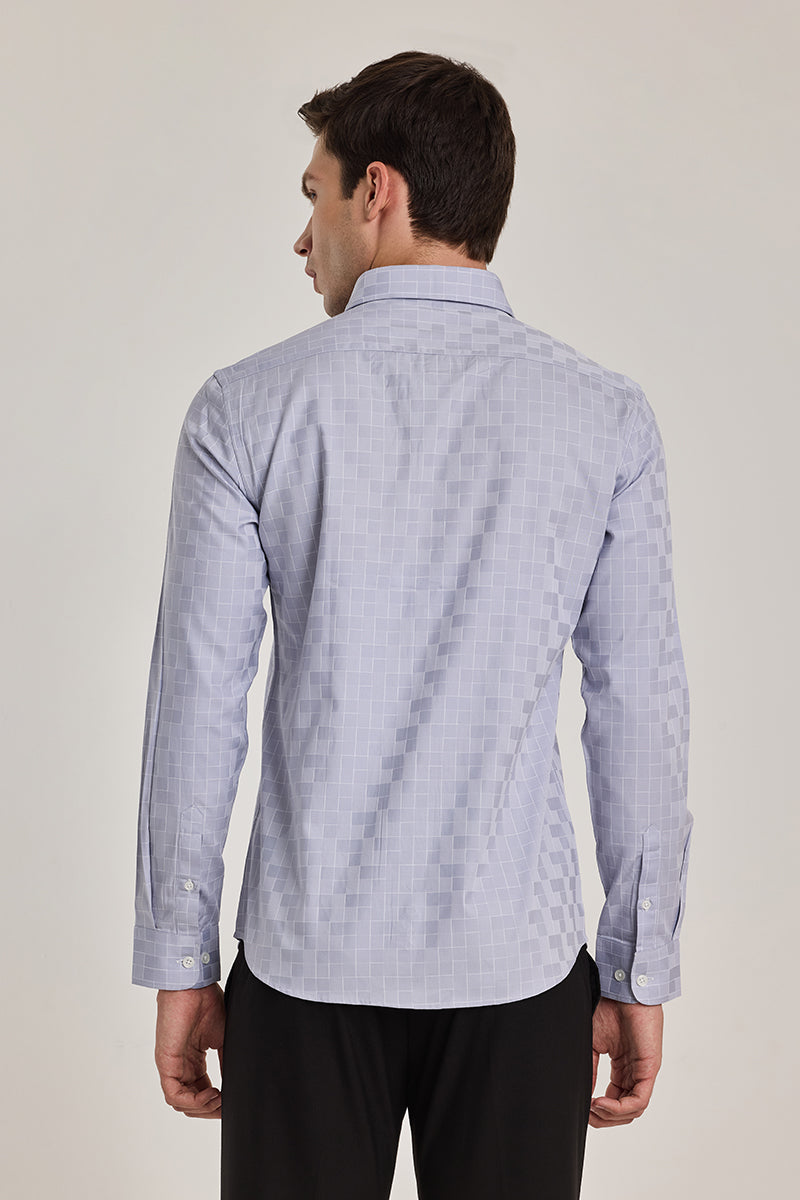 Light Grey Self Checks Shirt