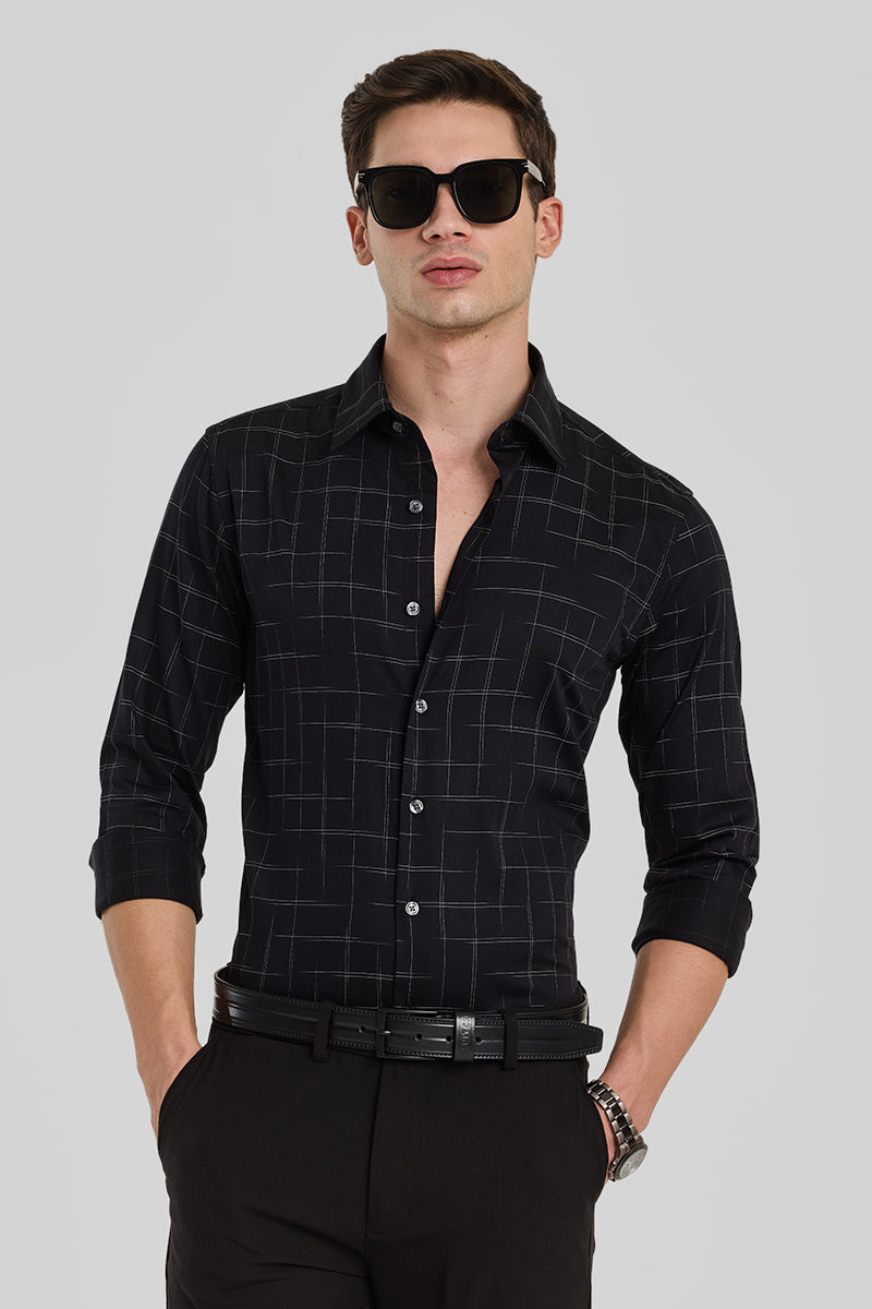 Black Checks Slim Fit Shirt