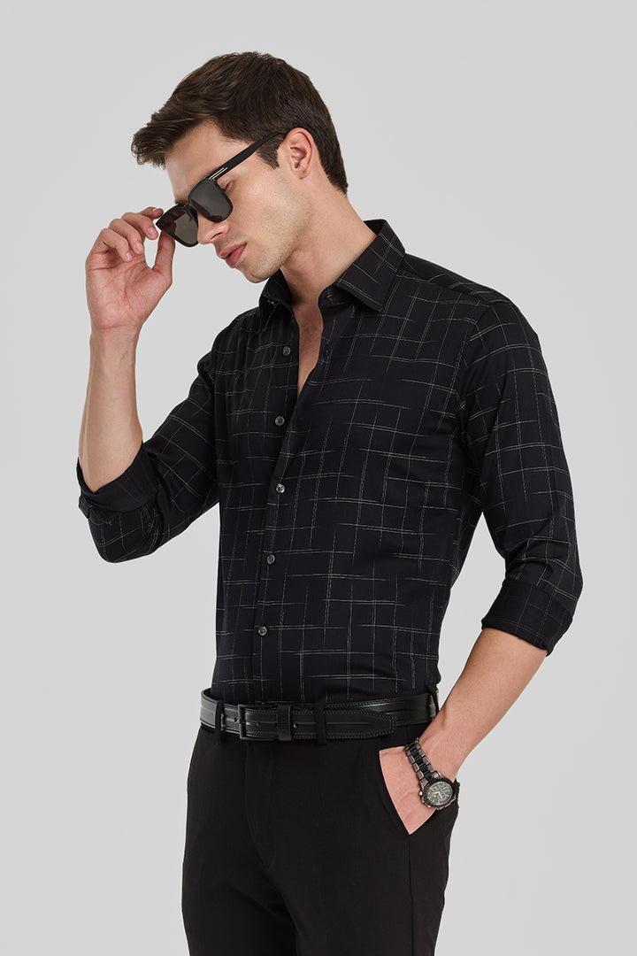 Black Checks Slim Fit Shirt