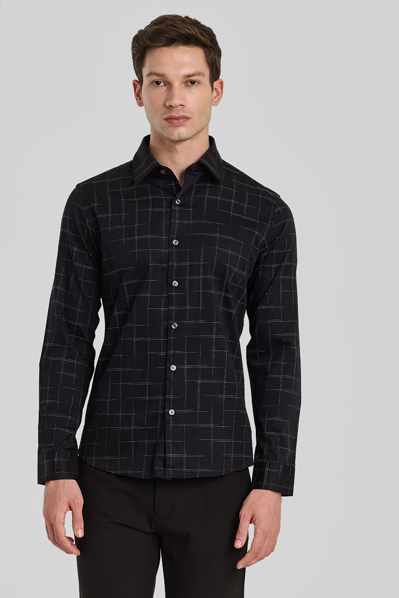 Black Checks Slim Fit Shirt