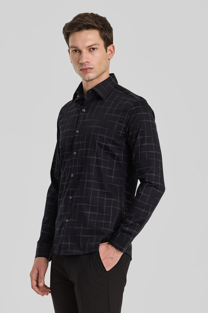 Black Checks Slim Fit Shirt