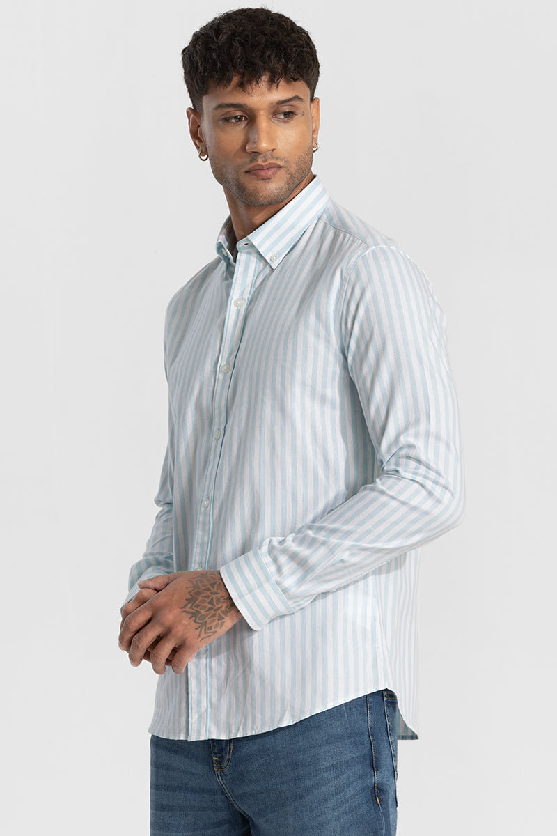 Light Blue Twill Stripes Shirt