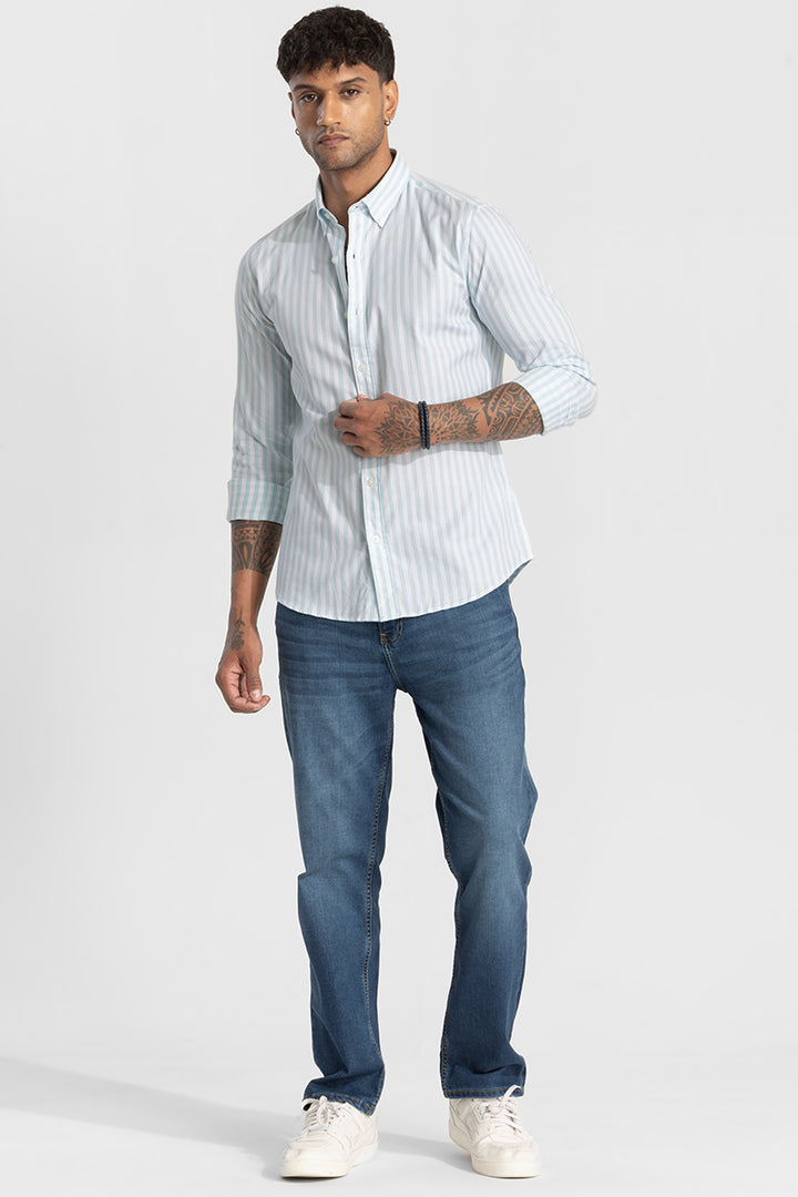 Light Blue Twill Stripes Shirt