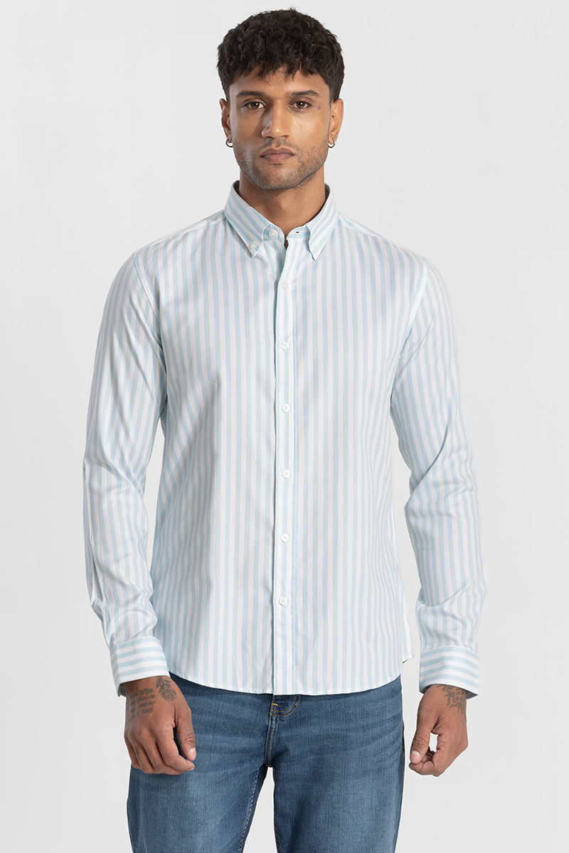 Light Blue Twill Stripes Shirt