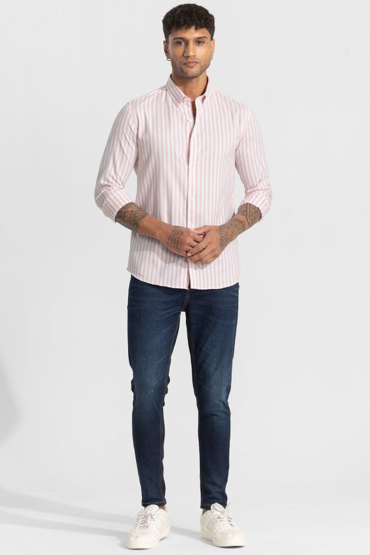 Light Pink Twill Stripes Shirt