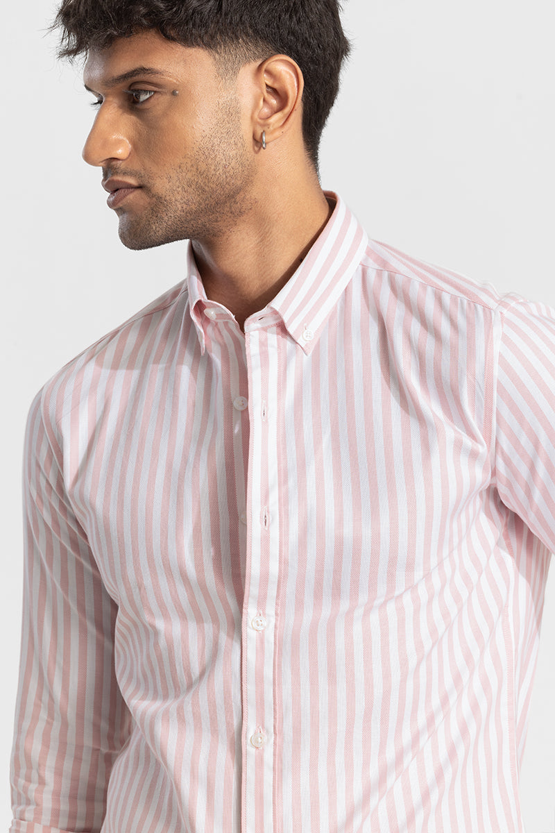 Light Pink Twill Stripes Shirt