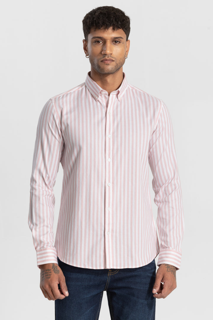 Light Pink Twill Stripes Shirt