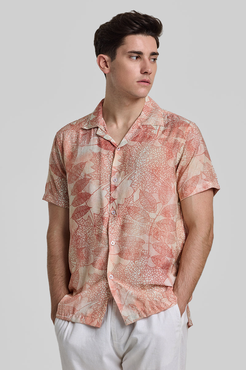 Peach Cuban Abstract Shirt