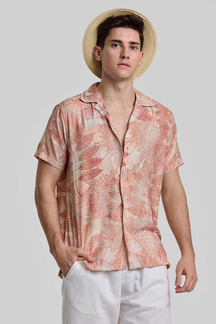 Peach Cuban Abstract Shirt